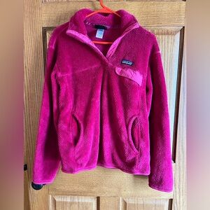 Patagonia Synchilla Large Women’s Pink Fleece Jacket Quarter Snap